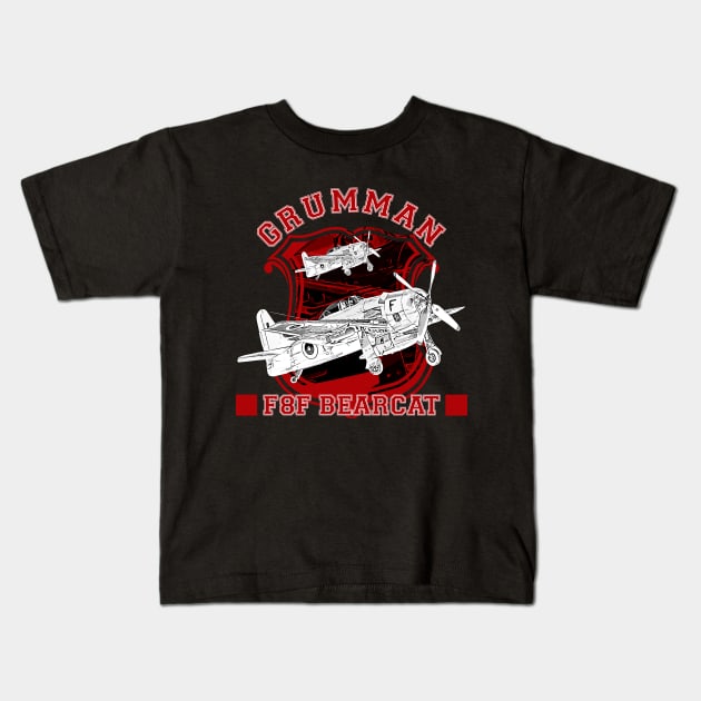 Grumman F8F Bearcat Kids T-Shirt by aeroloversclothing